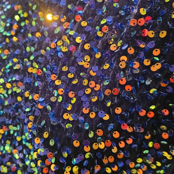 NWT Blue Velvet Sequin Embelissged Bodycon Party Cocktail Mini Dress Sz L - Picture 16 of 16